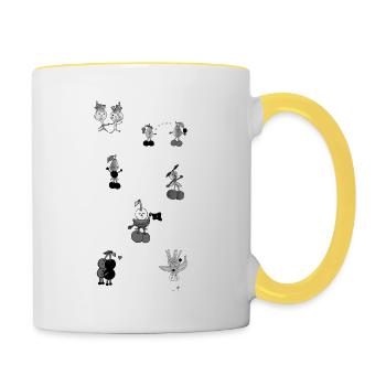 Lustiges Obst und Gemüse - Tasse zweifarbig - Weiß/Gelb - Rechts