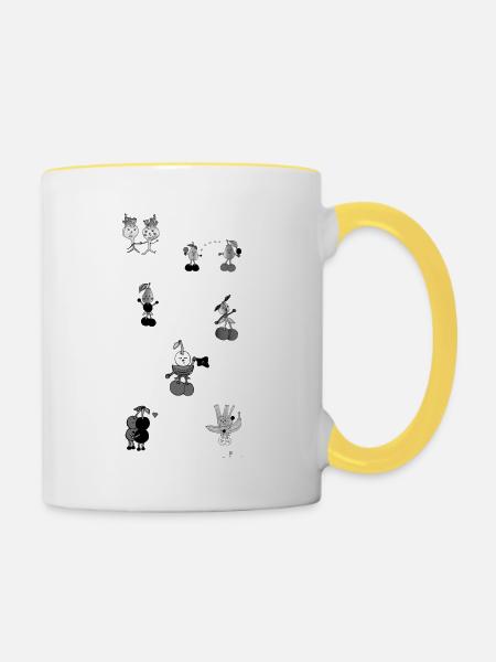 Lustiges Obst und Gemüse - Tasse zweifarbig - Weiß/Gelb