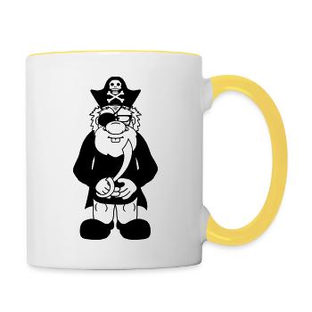 pirate capitaine marin marin saebel meer - Mug contrasté - blanc/jaune - Droite