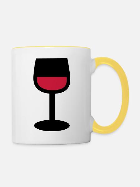 Wein Glas - Tasse zweifarbig - Weiß/Gelb
