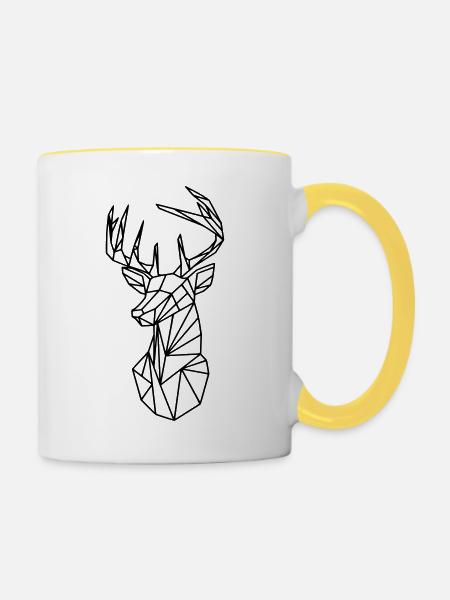 Geometrischer Hirsch - Tasse zweifarbig - Weiß/Gelb