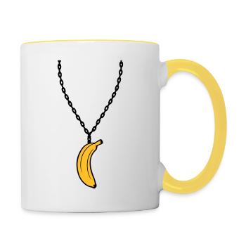 banana necklace jewelry funny fruit design clip-art - Contrasting Mug - white/yellow - Right