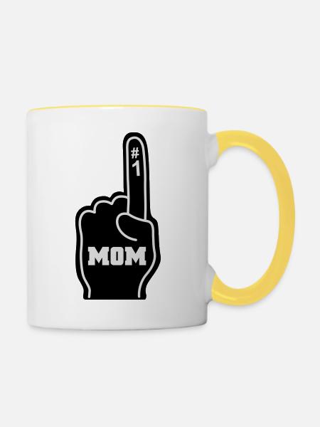 Mutter - Tasse zweifarbig - Weiß/Gelb