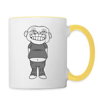 obesity increases overweight diaet man ugly - Contrasting Mug - white/yellow - Right
