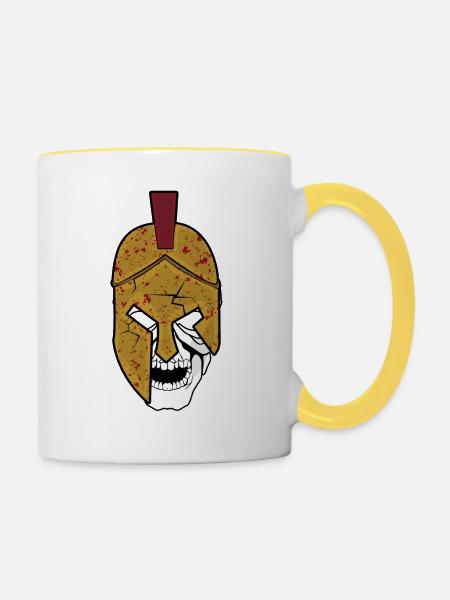 Gladiator mit Helm - Tasse zweifarbig - Weiß/Gelb