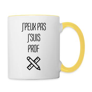 School Teacher Schule Lehrerin Ecole Prof Lehrer - Contrasting Mug - white/yellow - Right
