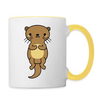 netter schwimmender otter - Tasse zweifarbig - Weiß/Gelb - Rechts