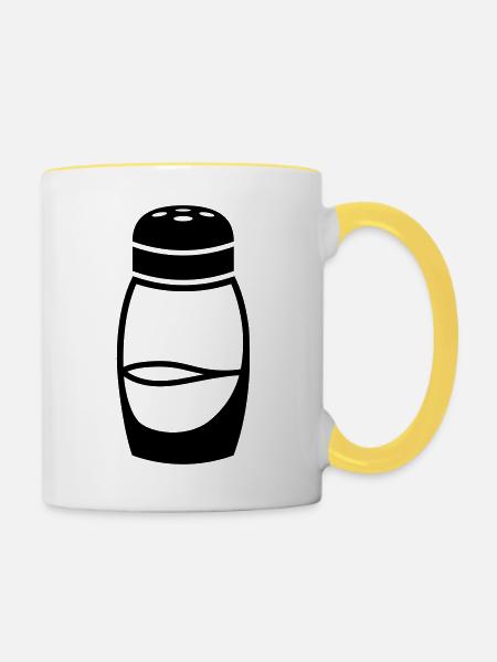 Salt shaker logo design - Contrasting Mug - white/yellow