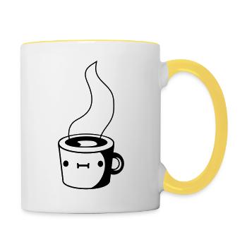 Niedliche Kaffee Tasse - Tasse zweifarbig - Weiß/Gelb - Rechts