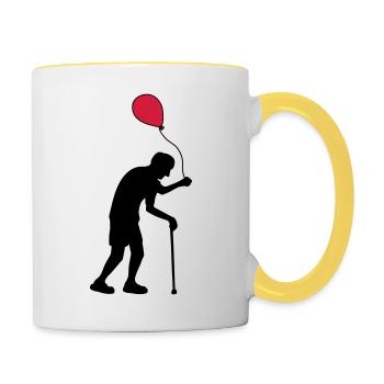 Grandpa with a balloon - Contrasting Mug - white/yellow - Right