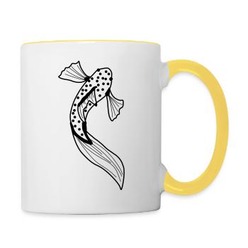 fisch oben - Tasse zweifarbig - Weiß/Gelb - Rechts