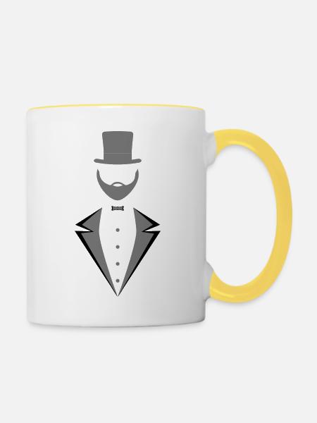 Jungeselle - Tasse zweifarbig - Weiß/Gelb