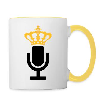 King Mikrofon Icon - Tasse zweifarbig - Weiß/Gelb - Rechts