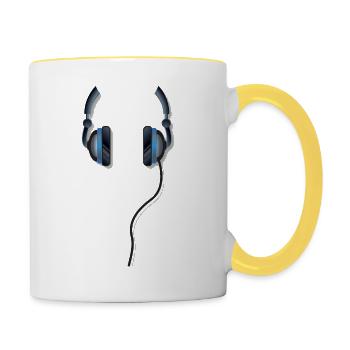 XASTY casque closed back musique cool drôle geek - Mug contrasté - blanc/jaune - Droite