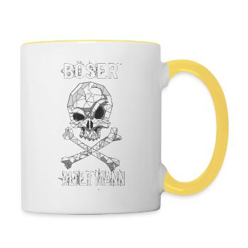 Böser Alter Mann Totenkopf - Tasse zweifarbig - Weiß/Gelb - Rechts