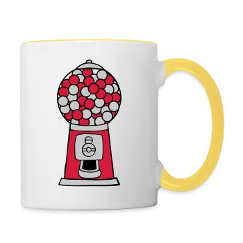 Kaugummi Spender Automat - Tasse zweifarbig - Weiß/Gelb - Rechts