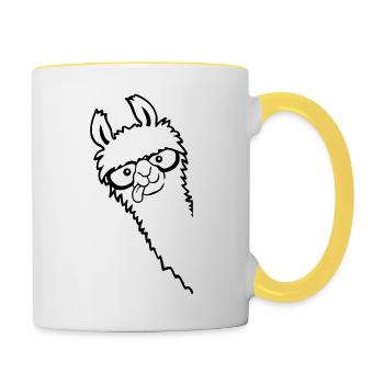 Lunettes en corne Nerd Lama - Mug contrasté - blanc/jaune - Droite