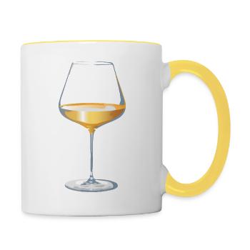 Glas Weißwein - Tasse zweifarbig - Weiß/Gelb - Rechts