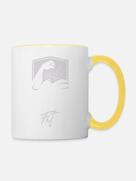 commit to be fit - Tasse zweifarbig - Weiß/Gelb