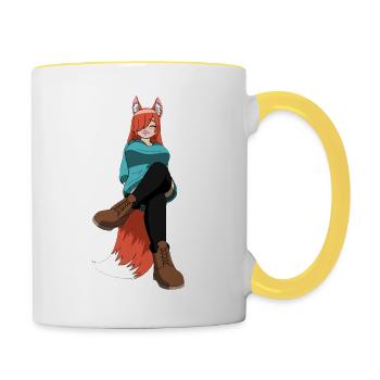 Marcel jambes croisée - Mug contrasté - blanc/jaune - Droite