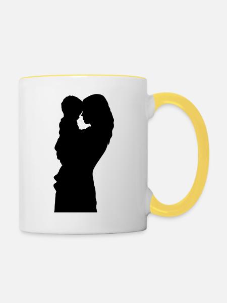 Mutter - Tasse zweifarbig - Weiß/Gelb