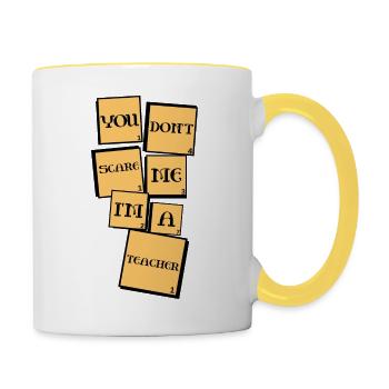 Tu ne me fais pas peur, je suis un enseignant - Mug contrasté - blanc/jaune - Droite