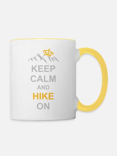 Keep Calm And Hike - Tasse zweifarbig - Weiß/Gelb