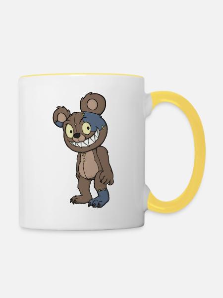 Creepy Teddybär - Tasse zweifarbig - Weiß/Gelb