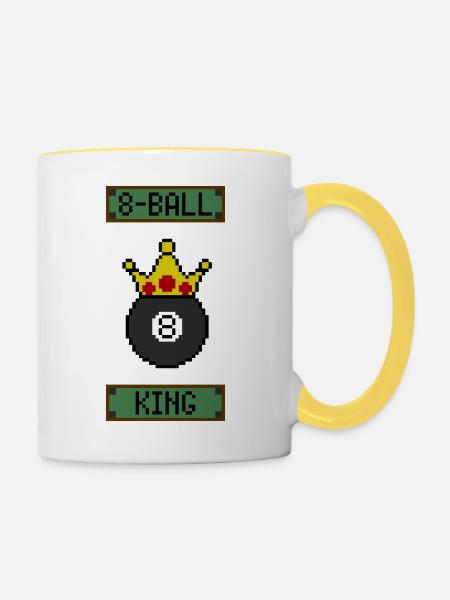 Retro 8-Bit 8-Ball King - Tasse zweifarbig - Weiß/Gelb