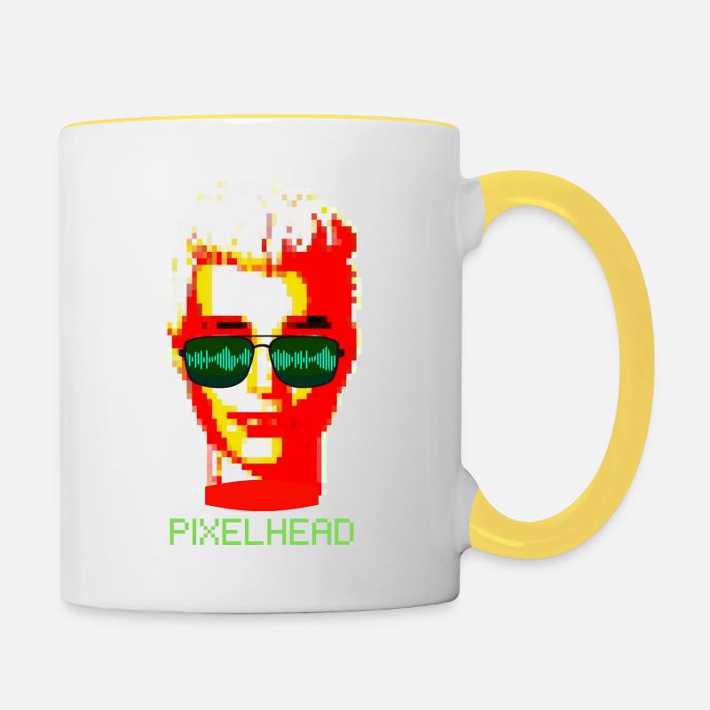 pixelhead - Tasse zweifarbig - Weiß/Gelb