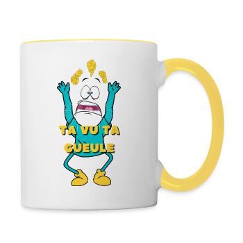 Ta vu ta gueule - Mug contrasté - blanc/jaune - Droite
