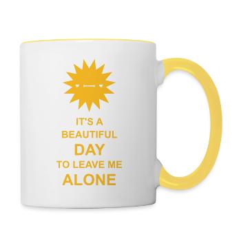 leave me alone day - Tasse zweifarbig - Weiß/Gelb - Rechts
