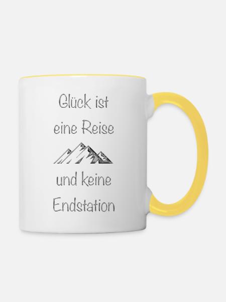 glück - Tasse zweifarbig - Weiß/Gelb