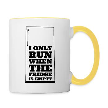 i only run when the fridge is empty - Contrasting Mug - white/yellow - Right