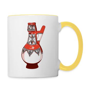 Poterie kabyle Amazigh - Mug contrasté - blanc/jaune - Droite