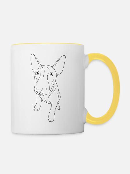 Bullterrier Puppy - Tasse zweifarbig - Weiß/Gelb