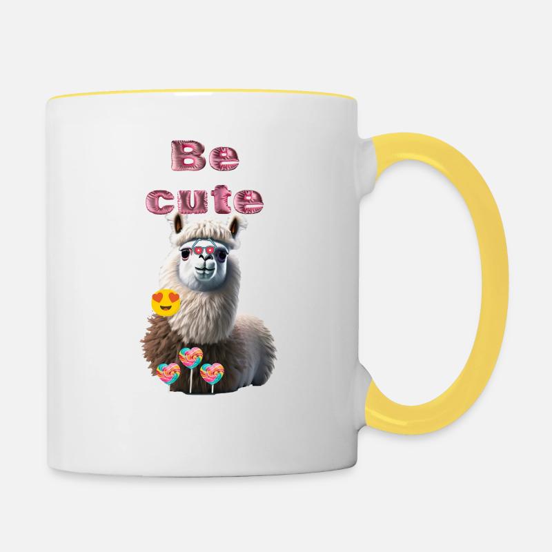 Be Cute - Tasse zweifarbig - Weiß/Gelb