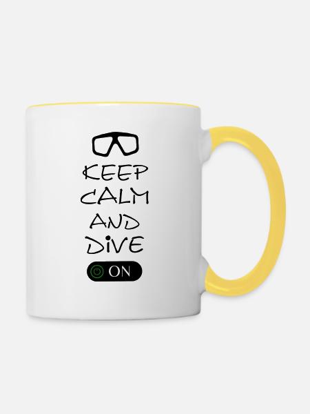Diving Tauchen Taucherbrille - Tasse zweifarbig - Weiß/Gelb