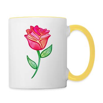 Rose nébuleuse - Mug contrasté - blanc/jaune - Droite