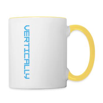 Vertically Challenged Funny Short People Joke Men - Contrasting Mug - white/yellow - Right