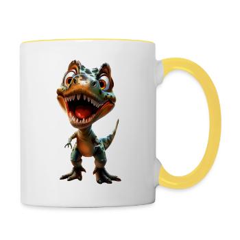 T-Rex Dino #lovely toons - Mug contrasté - blanc/jaune - Droite