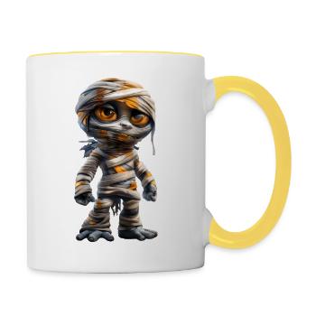 Momie effrayante #lovely toons - Mug contrasté - blanc/jaune - Droite