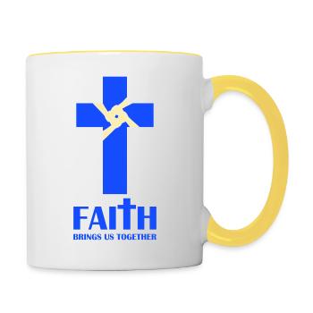 faith brings us together - Contrasting Mug - white/yellow - Right