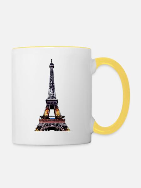 Eiffelturm #19 - Tasse zweifarbig - Weiß/Gelb