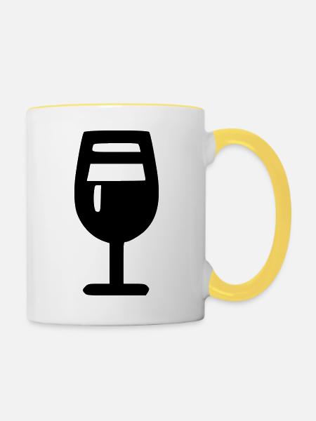 Glas Wein - Tasse zweifarbig - Weiß/Gelb