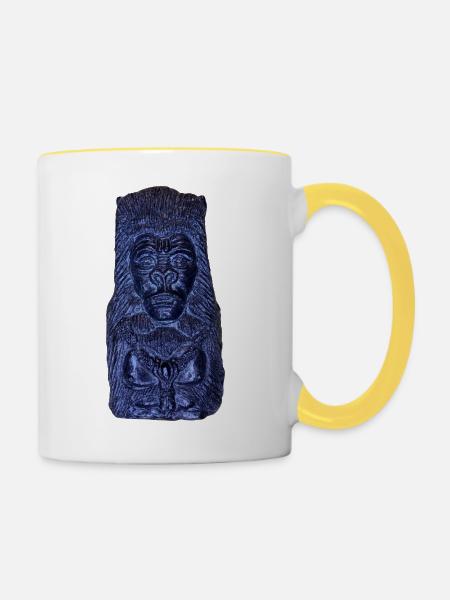 Gorila blau - Tasse zweifarbig - Weiß/Gelb