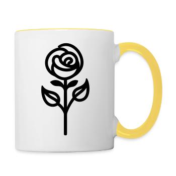 Rosa Blume - Tasse zweifarbig - Weiß/Gelb - Rechts
