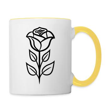 Rosa Blume - Tasse zweifarbig - Weiß/Gelb - Rechts