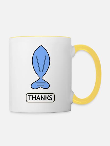 Thanks - Tasse zweifarbig - Weiß/Gelb