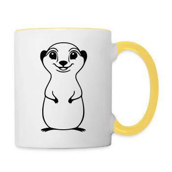 Suricate comme illustration vectorielle - Mug contrasté - blanc/jaune - Droite